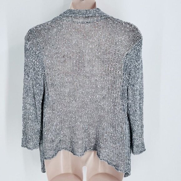 Eileen Fisher Open Front Cotton Cardigan Size XL Italian Yarn Loose Knit - Picture 2 of 9